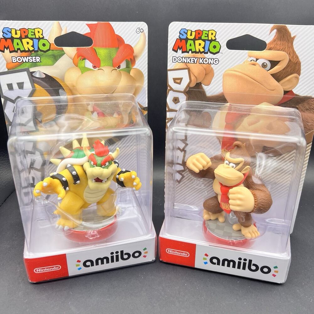 Bowser & Donkey Kong Amiibo Set Super Mario Brand New Factory Sealed